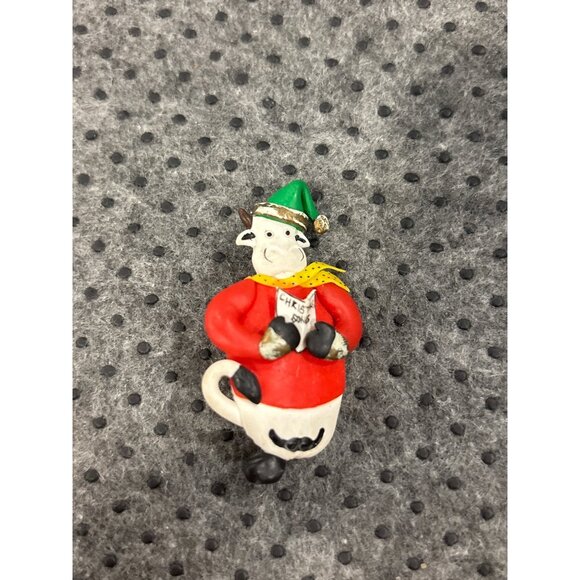 Vintage Christmas Pin Set W/ Teddy Bear Ornament Santa Cow & More  Brooches - Picture 4 of 15
